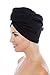 Texere Women's Viscose from Bamboo and Cotton Terry Hair Towel - Lightweight, Absorbent Quick Drying Hair Wrap - Twist Towel with Elastic Loop Holder (Tya, Black, U)