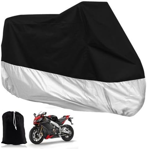 Plusan Motorcycle Motorbike Cover Waterproof Garage Moto Scooter Cover Outdoor Black Silber XL