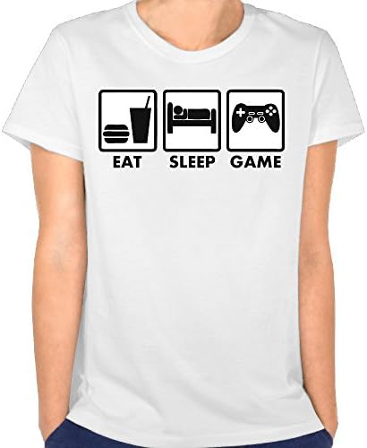 NEYSAC Eat Sleep Game Women's Summer Slim Fit Round Collar Athletic Basic Short Sleeves Performance T Shirts