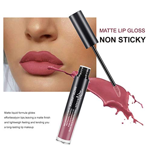 Lip Gloss by Rejawece - Waterproof Long Lasting Matte Lip Gloss Liquid Lipstick Beauty Makeup Cosmetics Lip Stick (Color 8#)