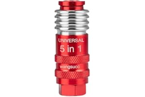 Wangsucc 5 In 1 Universal Quick Industrial Connect Coupler Air Hose Fittings 1/4” Body Size 5-in-1 Quick Connect Air Fitting Air Compressor Accessories Fitting (1 PCS)