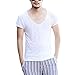 Zbrandy Mens Deep V-Neck T-shirt Men Unisex Sexy Tshirt Fitted Fashion Tees White Size L