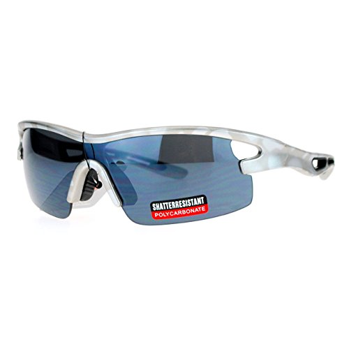 Mens Sports Fashion Sunglasses Half Rim Soft Nose Comfort Shades Silver