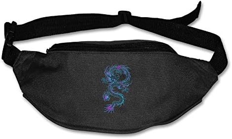 RexStrachey Blue Dragon Mens&amp;Womens Funny Waist Pack For Running And Cycling-Lightweight For Travel Waist Bag Black