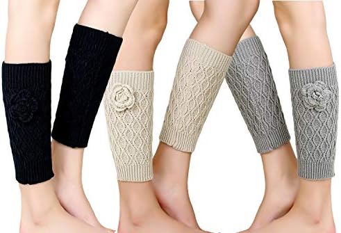 Santwo Women Winter Warm Crochet Knitted Boot Cuff Sock Short Leg Warmer 3 Pairs