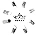 PUEEN Nail Art Water Tattoo Sticker Collection WF2 - 28 Packs Different Stickers (All Full Nail Designs) Classic Black Patterns Lace Feather Animal Print Nail Wrap Stripes Nails Foils Decal Decorations-BH000351