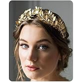 Chargances Bridal Gold Leaf Crown Headband Bridal Tiara Gold Leaf headpiece for Wedding Prom Festival Bridesmaid Hair Accessoriecs(Gold)