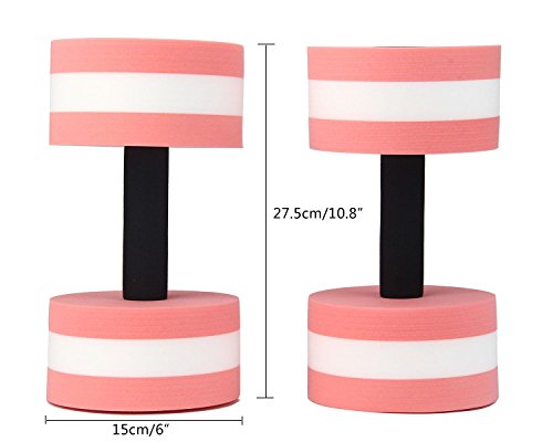 niceEshop(TM) Foam Dumbbells Water Aerobic Exercise Hand Bars Pool Resistance Exercises Equipment,Set of 2,Pink