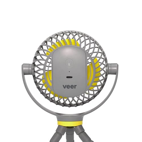 Veer Flex Fan - Portable Baby Stroller Fan - Lightweight and Quiet 4 Speed Motor Provides Maximum Cooling and Extra Long Battery Life - 360 Degree Rotation - Baby Finger Safe