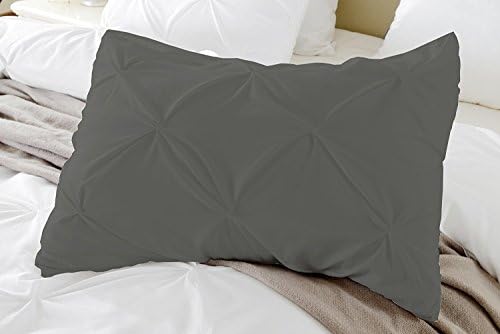 Kotton Culture Set of 2 Pillow Shams Pinch Pleated 100% Egyptian Cotton 600 Thread Count Super Soft Decorative Hotel Class Bedding (King/Cal King (20X36 Inches), Grey)