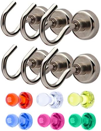 Maskeny Magnetic Hooks 40 lbs Heavy Duty Super Strong Neodymium Magnets for Kitchen Garage Indoor/Outdoor Organizing and Hanging - Large Cruise Ship Accessories [Bonus] Refrigerator Magnets