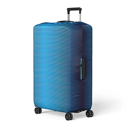 Pinbeam Luggage Cover Abstract Striped Lined Glowing Scan Screen Technological Blue Travel Suitcase Cover Protector Baggage Case Fits 22-24 inches