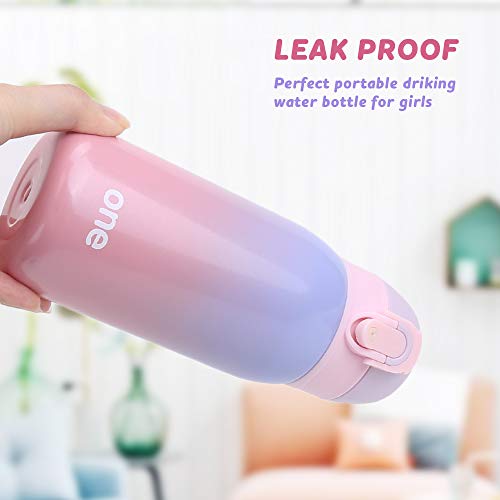 Kids Water Bottle Thermoses Rainbow Water Bottle Cup Metal Stainless Steel Vacuum Insulated Water Flask for School Kids Girls Lunch Box Leak Proof BPA Free No Straw - 11oz - Thumbnail 2