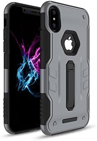 Iphone X case cover, Celkase™,[Pentagon Logo Cut] Slim Fit Hybrid Shock Absorption With Extreme Heavy Duty Protection Built-in [Kickstand] Impact Resistant [Rugged] Protective Case for iPhone X- 4.8''( Grey)