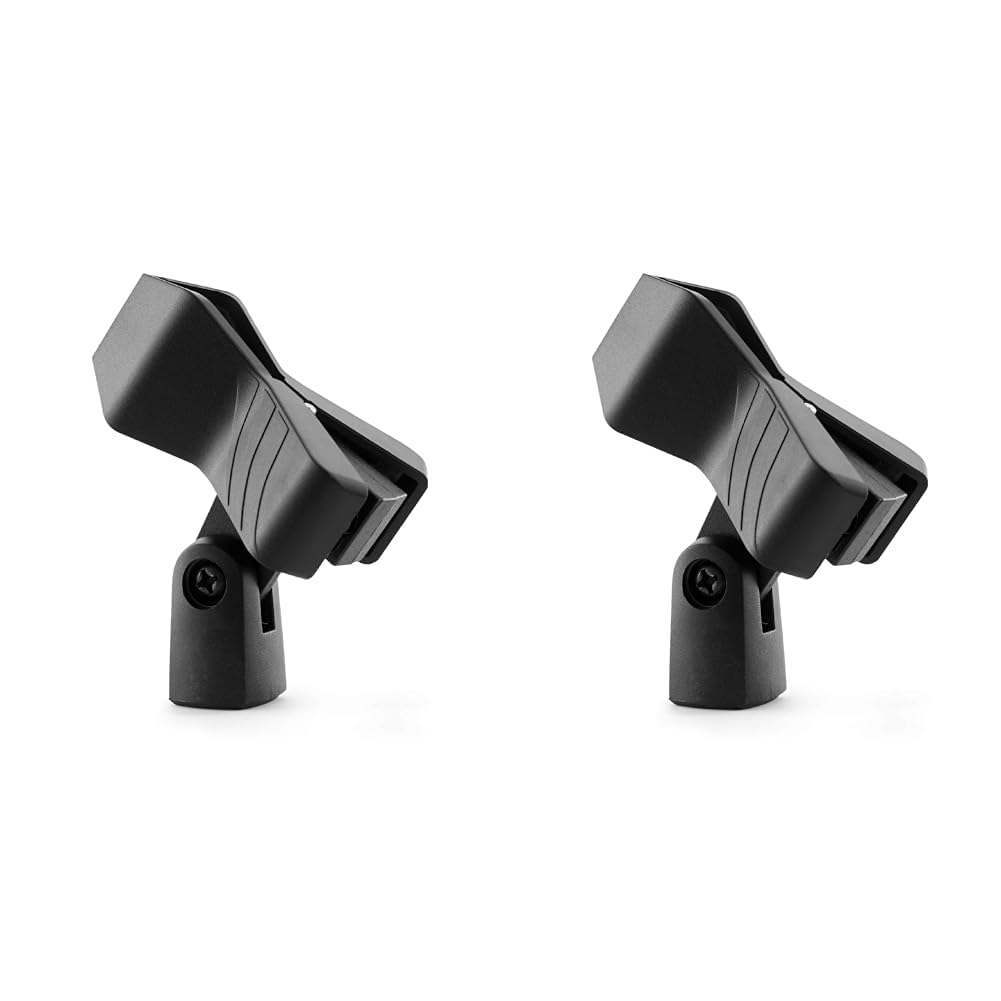 TIGER MCA88-BK Universal Microphone Clip - Quality Spring Mic Clip - Black (Pack of 2)