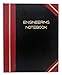 BookFactory Engineering Notebook Professional - 96 Pages (Quad Ruled - .25'' Engineering Grid), 8'' x 10'' Engineer Lab Notebook, Black & Burgundy Cover, Section Sewn Hardbound (Made in USA)