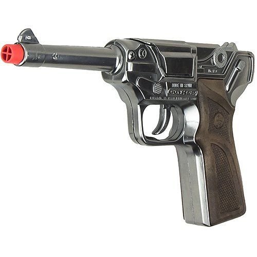Toy LUGER German Style Cap Gun Semi-auto pistol metal prop costume 8 Shot Ring