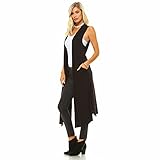 Isaac Liev Women's Long Open Front Cardigan Vest With Pockets and Side Slit