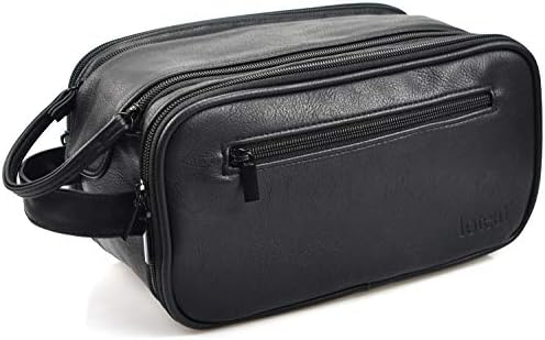 Loteaf Toiletry Bag for Men PU Leather Water-Resistant Travel Toiletry Bag Organizer Dopp Kit for Toiletries Accessories (Black) 1 Loteaf Toiletry Bag for Men PU Leather Water-Resistant Travel Toiletry Bag Organizer Dopp Kit for Toiletries Accessories (Black)
