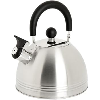 Mr. Coffee Carterton 1.5 Quart Stainless Steel Whistling Tea Kettle, Silver