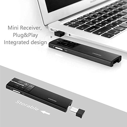 [Upgraded] KNORVAY N99C Wireless Presenter with Air Mouse, 360mAh Rechargeable PPT PowerPoint Clicker Presentation Remote Multi-Function Laser Pointer (Black) - Thumbnail 7
