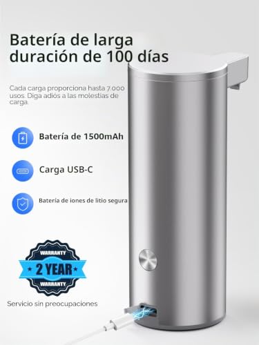 Automatic Soap Dispenser Stainless Steel:3 Modes,0.2s Fast Sensor | Anti-clogging Pump, No Drip, Waterproof Design, USB-C Rechargeable, for Bathroom Kitchen Homes Washing Hands and Dishes
