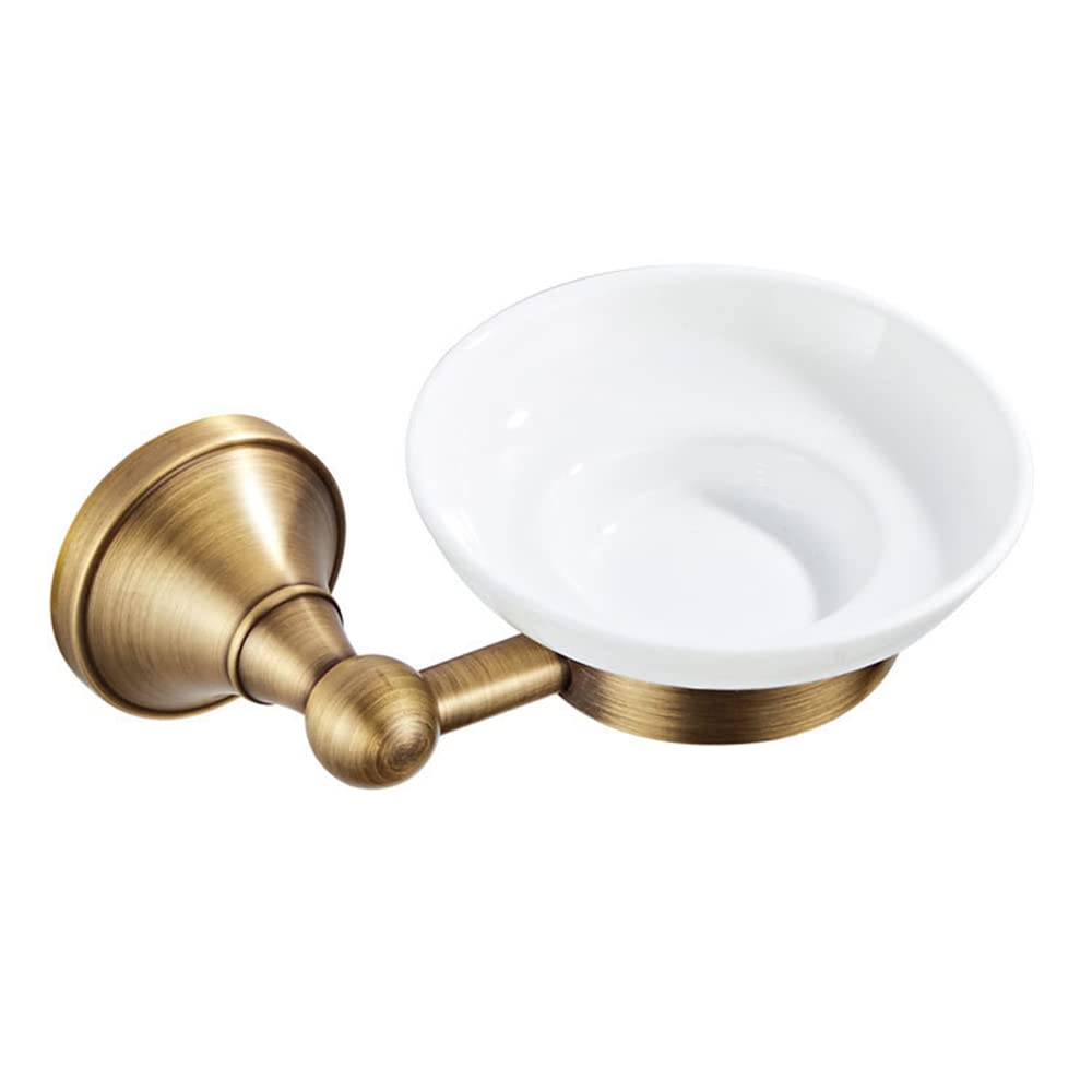 Lobamop Antique Soap Dish Holder Bronze Brushed Bathroom Soap Dishes Holder with Ceramic Dish Holders for Bathroom Toilet