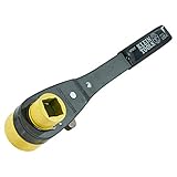 Klein Tools KT151T Lineman's Ratcheting Wrench with Both-Through Design, 3/4-Inch, 1-Inch x 1-1/8-Inch Combination Square Socket