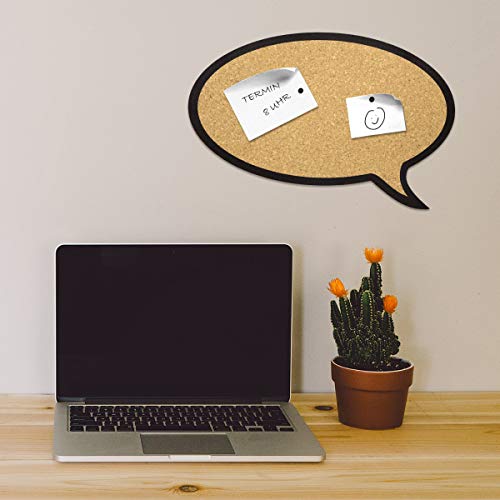 Navaris Kork Pinnwand Korkwand 44x29cm - Pinboard Korkplatte Tafel - Pinwand im Sprechblase Design - Korktafel Memo Wand… – Bild 3