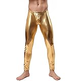 iEFiEL Mens Bulge Pouch Lounges Pants Metallic Disco Club Show Costume