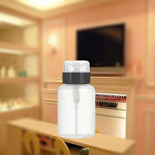 Nail Polish Remover Push Down Bottle Makeup Remover Bottle Empty Lockable Pump Dispenser 200ml (6.8oz) 2 Pack With 320 Pieces Makeup Remover Cotton Pads