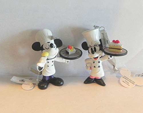 2019 Disney Parks Epcot Food & Wine Festival Chef Mickey & Minnie Christmas Ornament Set of 2