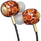 Leiqin in Ear Headphones Plum Blossom Wooden Earphones Stereo Wired Earbuds Plus Size Earphones with Mic for iPhone, Samsung, Laptops, Android, Smartphone, Laptop 3.5mm