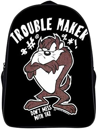 Trouble Maker Tasmanian Devil Looney Tunes Backpack for University Office School Travel - Laptop Double compartment backpack