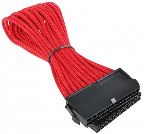 BitFenix Alchemy Multisleeve 24-Pin 30cm ATX Extension Cable -Red Sleeve/Black Connector (BFA-MSC-24ATX45RK-RP)