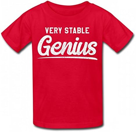 MZOUQD Very Stable Genius Stylish Cool Tshirt Cotton T-Shirts Boy Girl Tee Red