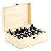Essential Oil Box - 35 Slots. Fits Tall Roller Bottles. Sealed Natural Pine, Wooden Storage Case. Free EO Labels & Foam Pad. Best for 5ml 10ml 15ml and 30ml Drams