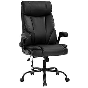 Office Chair Ergonomic Desk Chair PU Leather Computer Chair with Lumbar Support Flip up Armrest Task Chair Rolling…