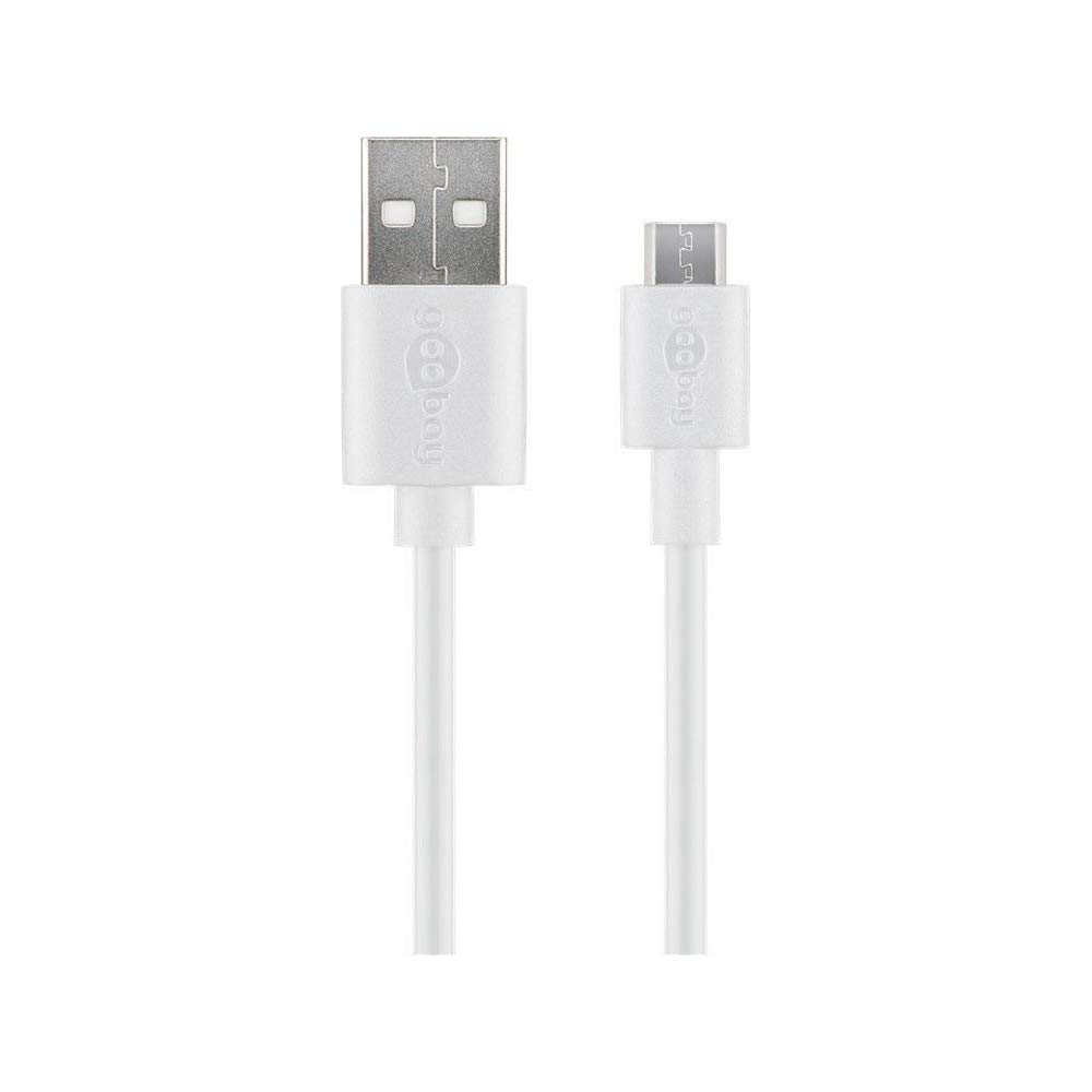 Goobay 43837 Micro USB Charging and Sync Cable, White, 1m Cable Length