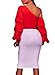 Elapsy Womens Fall Sexy Asymmetrical Shoulder Ruffle Long Sleeve Club Top Shirt Party Blouses Red Medium