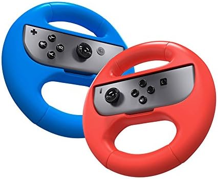 Joy Con Grip,Steering Wheel Controller for Nintendo Switch,2 Pack Wear-resistant Joy-con Handle Grips Accessory Kit Blue+Red EC007L