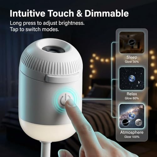 Galaxy Star Projector, 2-in-1 Night Light with 12 Pattern Films, USB Powered, Dimmable, 360° Adjustable, for Bedroom Ceiling Decor