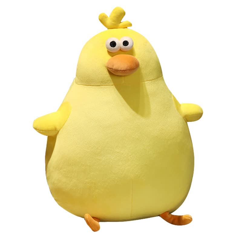 Cute and soft chicken plush toy, cute cartoon big eyes and interesting stuffed animal plush, suitable for boys and girls (yellow)