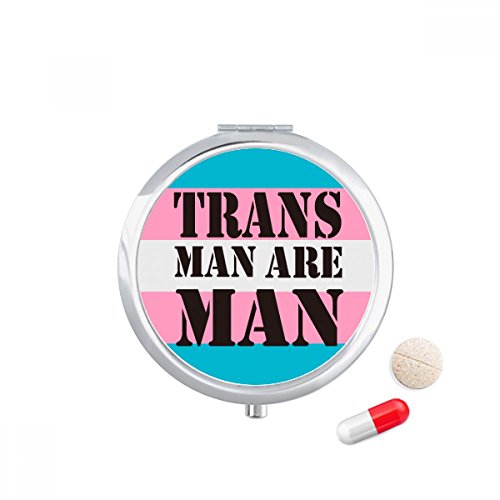 Trans Man Support LGBT Transgender Travel Pocket Pill case Medicine Drug Storage Box Dispenser Mirror Gift