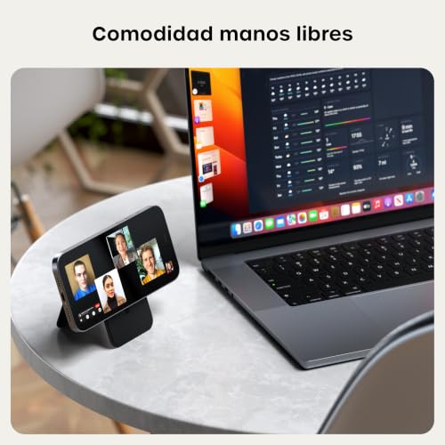 Satechi Cartera magnética Magsafe, tarjetero con doble solapa, 4 ranuras con NFC frontal, soporte ajustable para iPhone 17/16/15/14/13/12, accesorio de viaje, color negro
