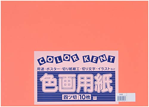 大王製紙 画用紙 再生 色画用紙 四ツ切サイズ 10枚入 かき(柿)