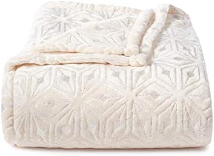 Throw Blanket Plush Super Soft and Cozy Large 60 x 72 (Ivory Foil)