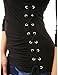 PattyBoutik Women Long Sleeve V Neck Lace Up Blouse (Black Small)