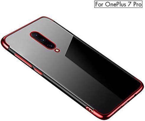 BLUGUL Designed for OnePlus 7 Pro Case, Electroplating Coloring, Crystal Clear Transparent, Ultra-Thin Soft TPU Gel Cover for OnePlus 7 Pro Red