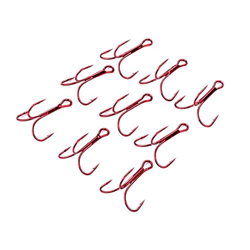 BeesClover Baitholder 50Pcs/Box Fishing Hooks Tackle 2#-10# Fishing Hooks High Qulity Treble Hooks Red 4 One Size - Thumbnail 3